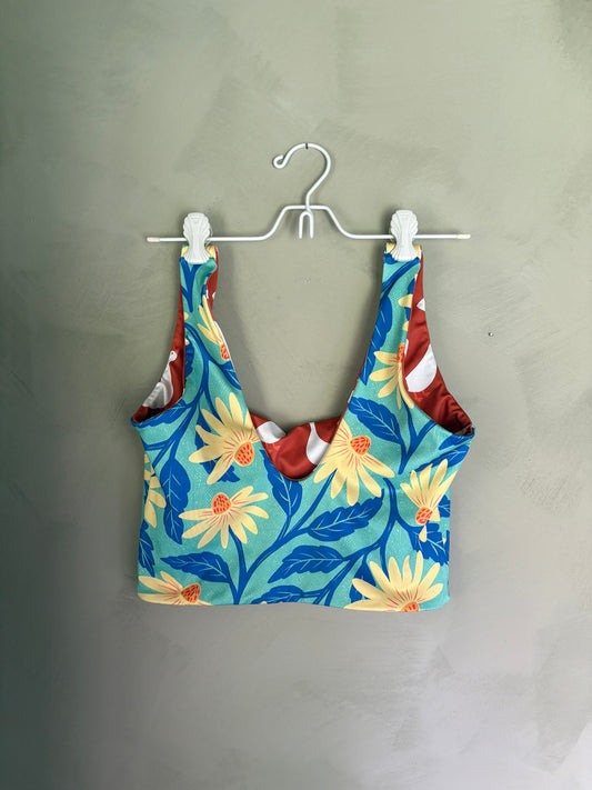 Pre-loved Magnolia Top in Azure Floral & Sable Geese