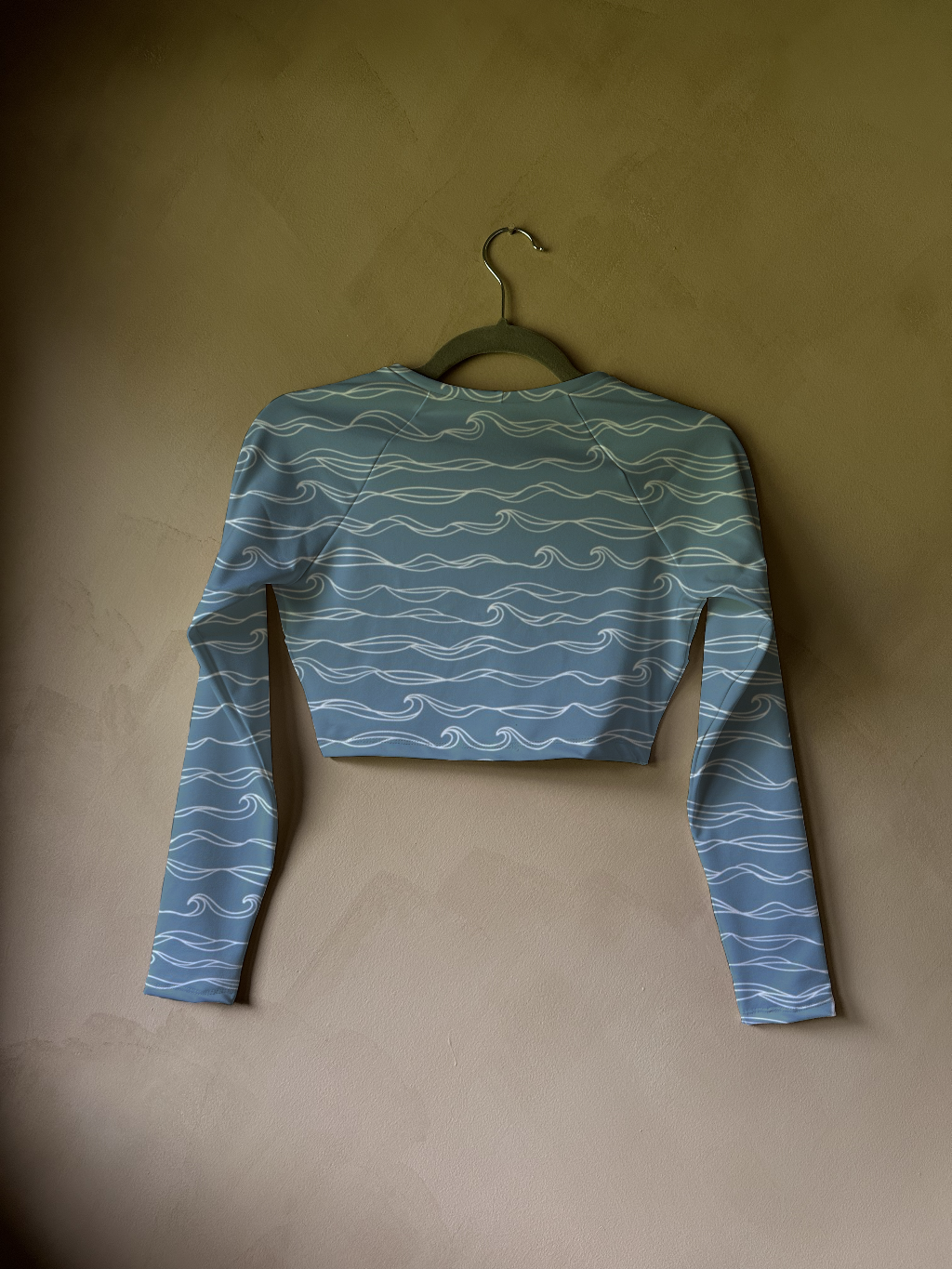 Adult Cropped Rashguard in Azure Waves