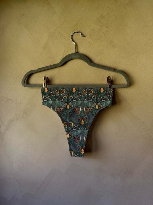 Adult High Rise Cheeky Bikini in Forest Dragons