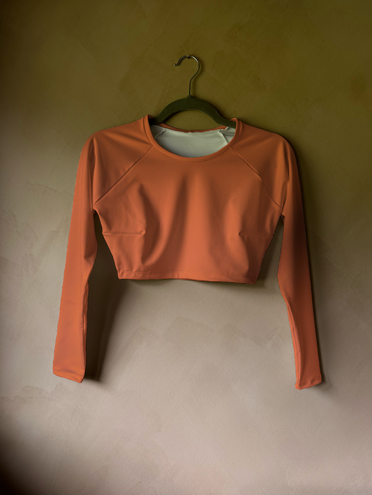 Adult Cropped Rashguard in Coral