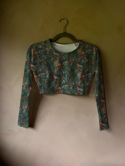 Adult Cropped Rashguard in Enchanted Forest