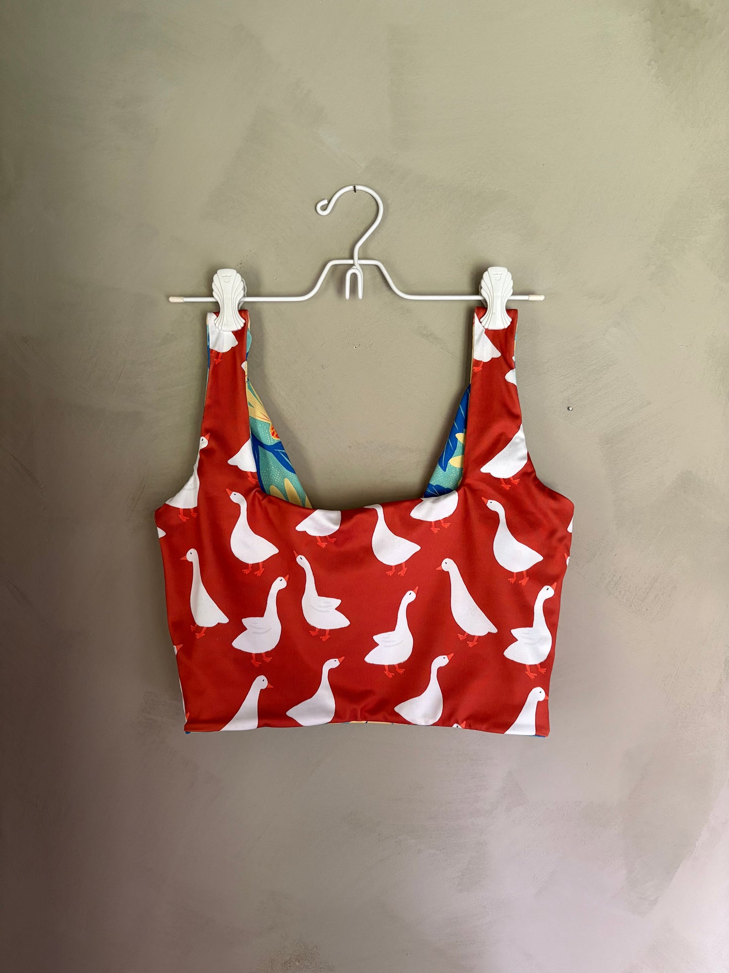 Pre-loved Magnolia Top in Azure Floral & Sable Geese