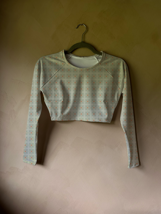 Adult Cropped Rashguard in Hessian Check