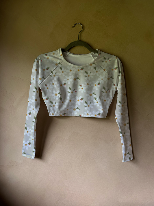 Adult Cropped Rashguard in Daisy Bug